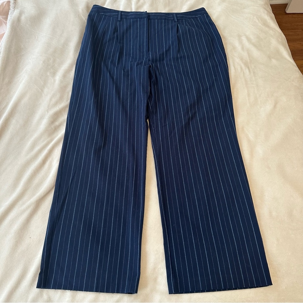 Women’s Navy Pinstripe Trousers